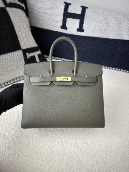  Hermes Birkin 25cm C6 Vert de Gris Handmade Hand Stitching Epsom Gold #3522 - Image 3