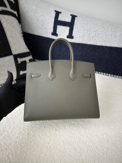  Hermes Birkin 25cm C6 Vert de Gris Handmade Hand Stitching Epsom Gold #3522 - Image 8