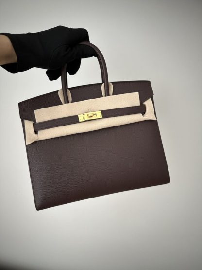  Hermes Birkin 25cm 0G Rouge sellier Handmade Hand Stitching Epsom Gold #3521 - Image 8