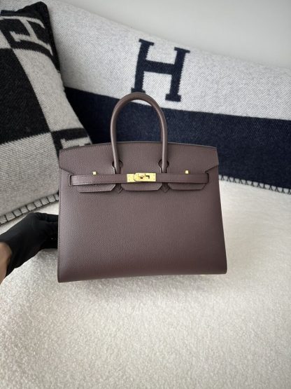  Hermes Birkin 25cm 0G Rouge sellier Handmade Hand Stitching Epsom Gold #3521 - Image 9