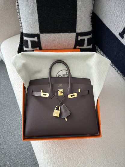  Hermes Birkin 25cm 0G Rouge sellier Handmade Hand Stitching Epsom Gold #3521 - Image 12