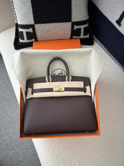  Hermes Birkin 25cm 0G Rouge sellier Handmade Hand Stitching Epsom Gold #3521 - Image 11