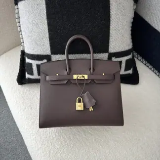 Replica Hermes Birkin 25cm 0G Rouge sellier Handmade Hand Stitching Epsom Sliver #3521