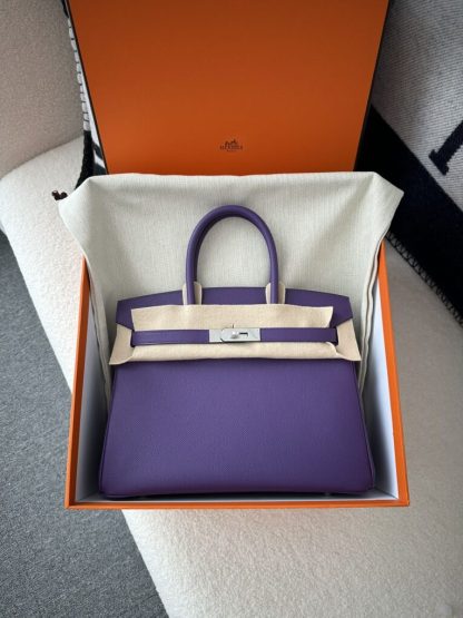  Hermes Birkin 25cm 9W Crocus Handmade Hand Stitching Epsom Sliver #3520 - Image 7