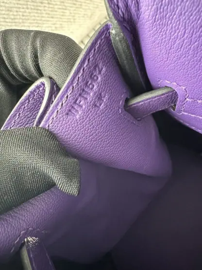  Hermes Birkin 25cm 9W Crocus Handmade Hand Stitching Epsom Sliver #3520 - Image 2