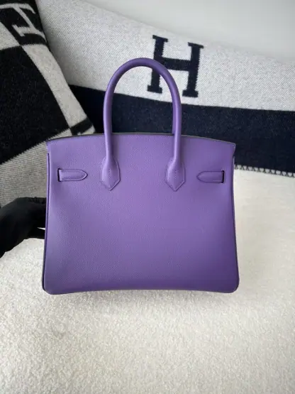  Hermes Birkin 25cm 9W Crocus Handmade Hand Stitching Epsom Sliver #3520 - Image 6