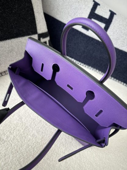  Hermes Birkin 25cm 9W Crocus Handmade Hand Stitching Epsom Sliver #3520 - Image 3