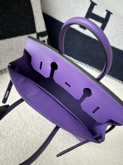  Hermes Birkin 25cm 9W Crocus Handmade Hand Stitching Epsom Sliver #3520 - Image 3