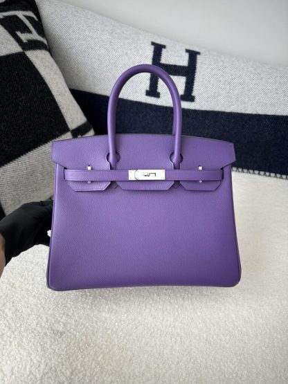  Hermes Birkin 25cm 9W Crocus Handmade Hand Stitching Epsom Sliver #3520 - Image 9