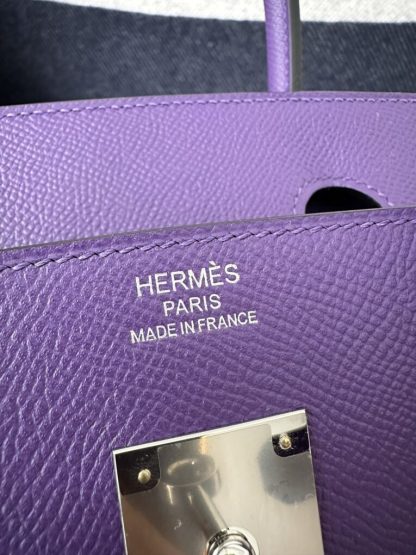  Hermes Birkin 25cm 9W Crocus Handmade Hand Stitching Epsom Sliver #3520 - Image 5