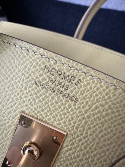  Hermes Birkin 25cm 1Z Jaune poussin Handmade Hand Stitching Epsom Gold #3519 - Image 2