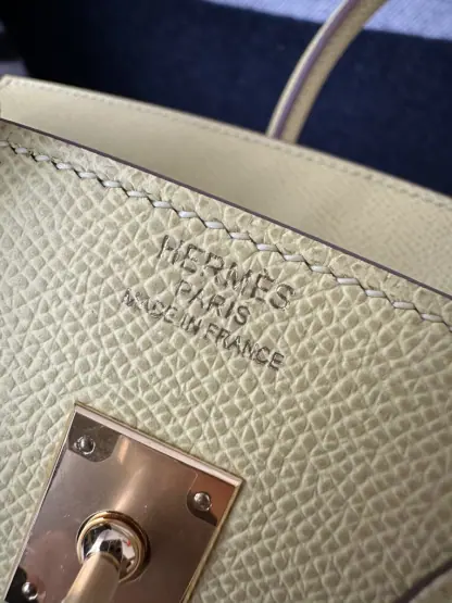  Hermes Birkin 25cm 1Z Jaune poussin Handmade Hand Stitching Epsom Gold #3519 - Image 2