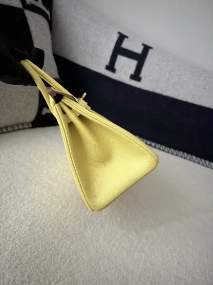 Hermes Birkin 25cm 1Z Jaune poussin Handmade Hand Stitching Epsom Gold #3519 - Image 3