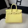 Replica Hermes Birkin 25cm 1Z Jaune poussin Handmade Hand Stitching Epsom Gold #3519