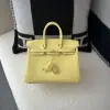  Hermes Birkin 25cm 1Z Jaune poussin Handmade Hand Stitching Epsom Gold #3519 - Image 12