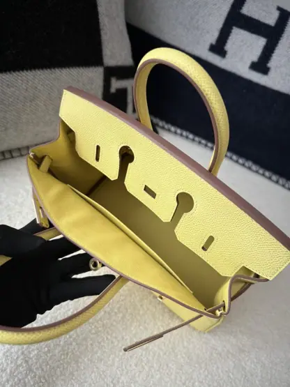  Hermes Birkin 25cm 1Z Jaune poussin Handmade Hand Stitching Epsom Gold #3519 - Image 5