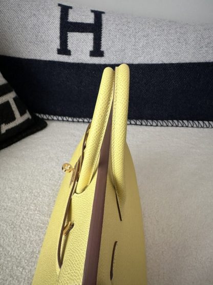  Hermes Birkin 25cm 1Z Jaune poussin Handmade Hand Stitching Epsom Gold #3519 - Image 10