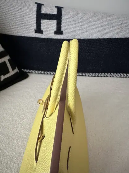  Hermes Birkin 25cm 1Z Jaune poussin Handmade Hand Stitching Epsom Gold #3519 - Image 10