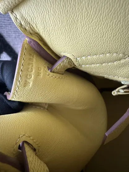  Hermes Birkin 25cm 1Z Jaune poussin Handmade Hand Stitching Epsom Gold #3519 - Image 6