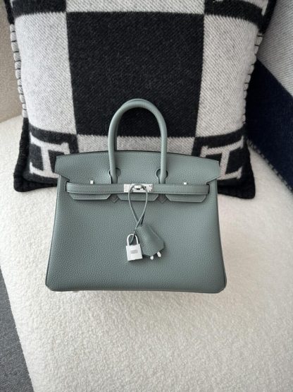  Hermes Birkin 25cm CK63 Vert Amande Handmade Hand Stitching Togo Sliver #3518 - Image 11