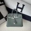  Hermes Birkin 25cm CK63 Vert Amande Handmade Hand Stitching Togo Sliver #3518 - Image 9