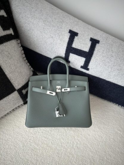  Hermes Birkin 25cm CK63 Vert Amande Handmade Hand Stitching Togo Sliver #3518 - Image 9