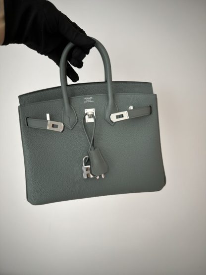  Hermes Birkin 25cm CK63 Vert Amande Handmade Hand Stitching Togo Sliver #3518 - Image 4