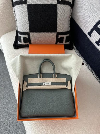  Hermes Birkin 25cm CK63 Vert Amande Handmade Hand Stitching Togo Sliver #3518 - Image 10