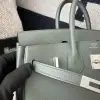  Hermes Birkin 25cm CK63 Vert Amande Handmade Hand Stitching Togo Sliver #3518 - Image 5