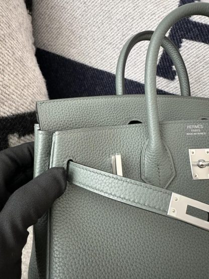  Hermes Birkin 25cm CK63 Vert Amande Handmade Hand Stitching Togo Sliver #3518 - Image 5