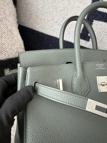  Hermes Birkin 25cm CK63 Vert Amande Handmade Hand Stitching Togo Sliver #3518 - Image 5