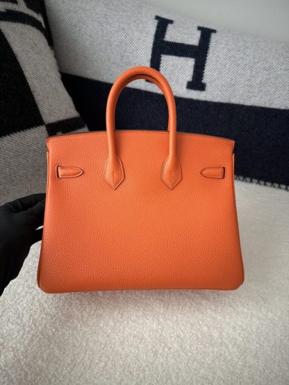  Hermes Birkin 25cm CK93 Orange Handmade Hand Stitching Togo Sliver #3517 - Image 9