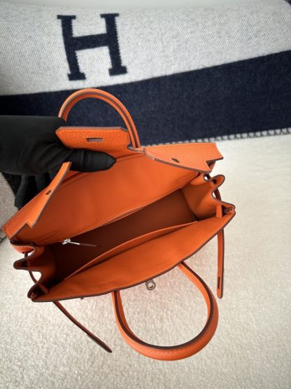  Hermes Birkin 25cm CK93 Orange Handmade Hand Stitching Togo Sliver #3517 - Image 6