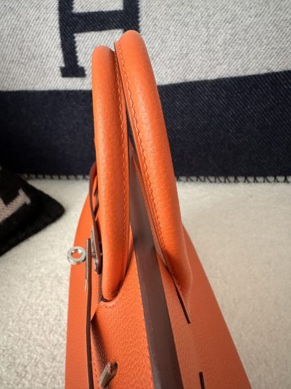  Hermes Birkin 25cm CK93 Orange Handmade Hand Stitching Togo Sliver #3517 - Image 8