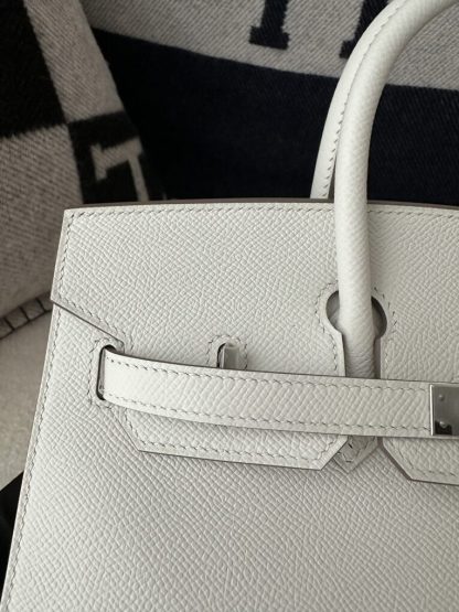  Hermes Birkin 25cm M4 Gris pale Handmade Hand Stitching Epsom Sliver #3515 - Image 3