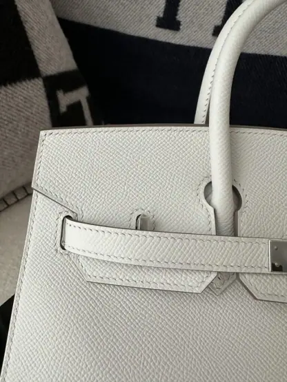  Hermes Birkin 25cm M4 Gris pale Handmade Hand Stitching Epsom Sliver #3515 - Image 3