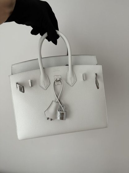  Hermes Birkin 25cm M4 Gris pale Handmade Hand Stitching Epsom Sliver #3515 - Image 4