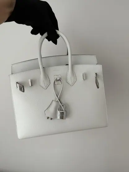  Hermes Birkin 25cm M4 Gris pale Handmade Hand Stitching Epsom Sliver #3515 - Image 4