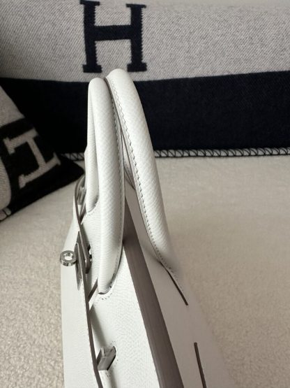  Hermes Birkin 25cm M4 Gris pale Handmade Hand Stitching Epsom Sliver #3515 - Image 5