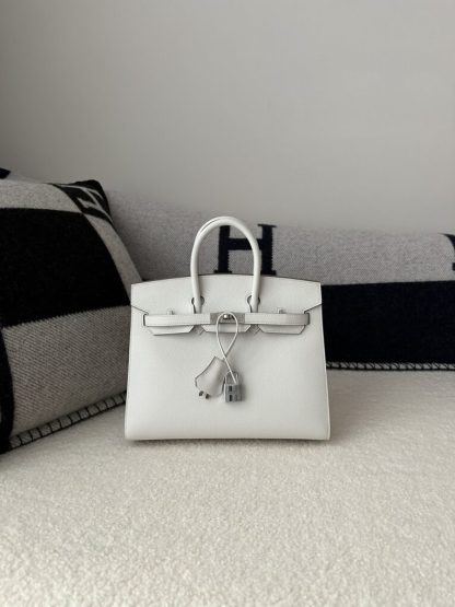  Hermes Birkin 25cm M4 Gris pale Handmade Hand Stitching Epsom Sliver #3515 - Image 11