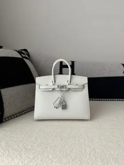  Hermes Birkin 25cm M4 Gris pale Handmade Hand Stitching Epsom Sliver #3515 - Image 11
