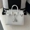  Hermes Birkin 25cm M4 Gris pale Handmade Hand Stitching Epsom Sliver #3515 - Image 6