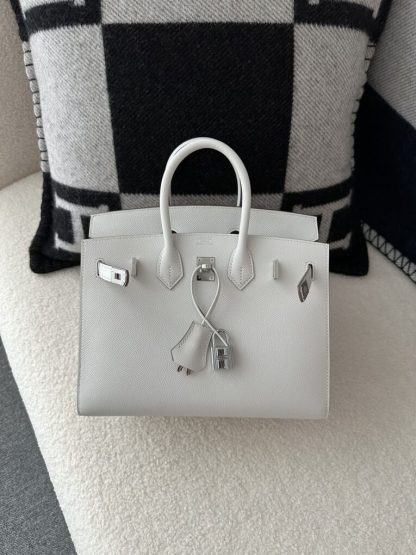  Hermes Birkin 25cm M4 Gris pale Handmade Hand Stitching Epsom Sliver #3515 - Image 6