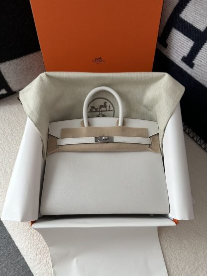  Hermes Birkin 25cm M4 Gris pale Handmade Hand Stitching Epsom Sliver #3515 - Image 12