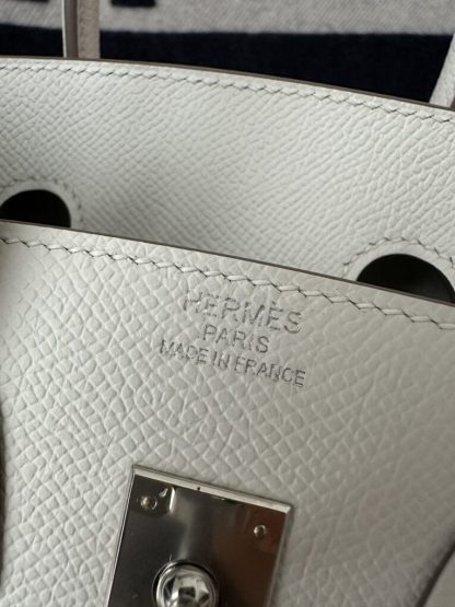  Hermes Birkin 25cm M4 Gris pale Handmade Hand Stitching Epsom Sliver #3515 - Image 8