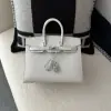  Hermes Birkin 25cm M4 Gris pale Handmade Hand Stitching Epsom Sliver #3515 - Image 13