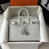  Hermes Birkin 25cm M4 Gris pale Handmade Hand Stitching Epsom Sliver #3515 - Image 14