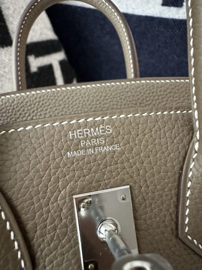  Hermes Birkin 25cm cK18 Etoupe grey Handmade Hand Stitching Epsom Sliver #3514 - Image 3