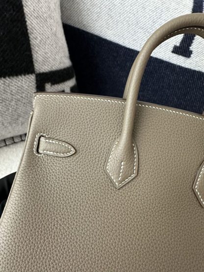  Hermes Birkin 25cm cK18 Etoupe grey Handmade Hand Stitching Epsom Sliver #3514 - Image 4