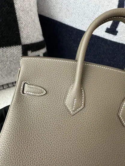  Hermes Birkin 25cm cK18 Etoupe grey Handmade Hand Stitching Epsom Sliver #3514 - Image 4